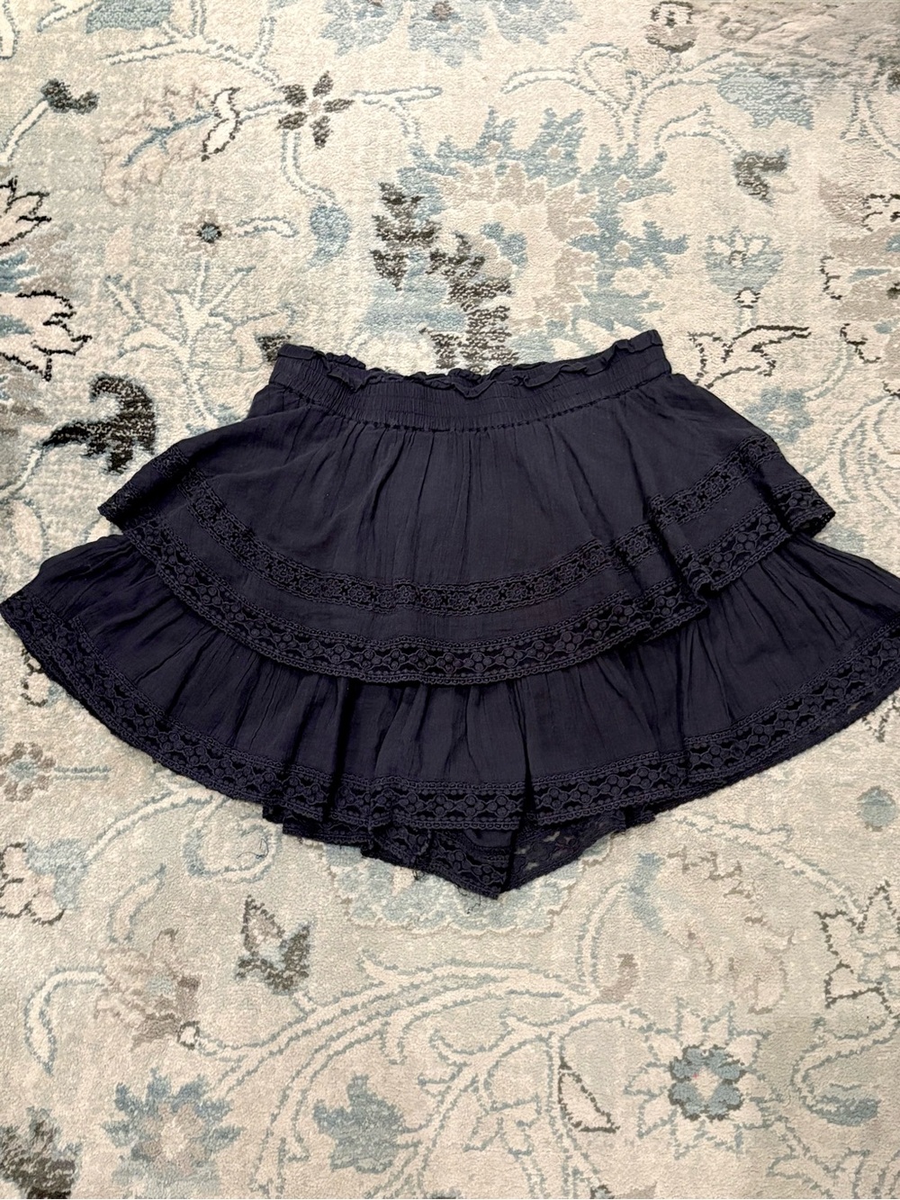 American Eagle Outfitters Navy Tiered Lace Skater Mini Skirt